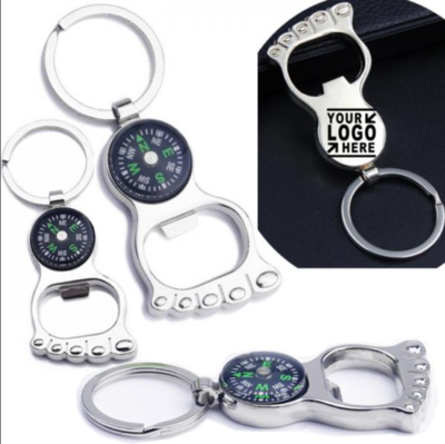 Bottle Opener Keychain with Compass
